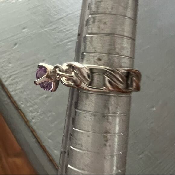 Sabika LIKE Silver Tone Pink Dangle Crystal Size 6.5 - Picture 7 of 8